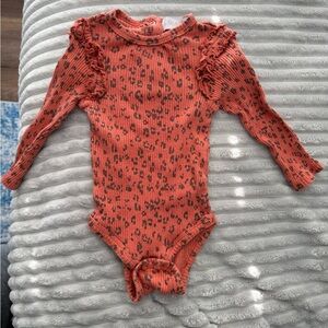 Rachel Zoe Coral Leopard Ruffle Bodysuit